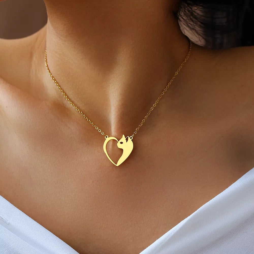 Collier coeur chat