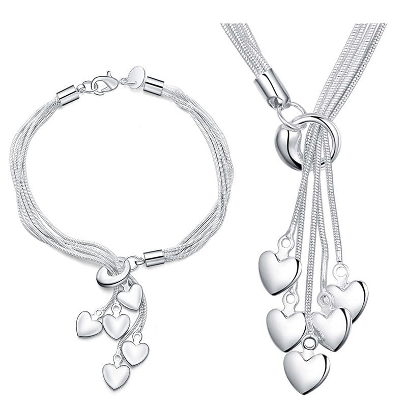 Collier et bracelet cœurs Hanna