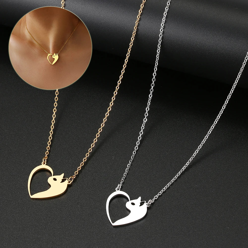Collier coeur chat