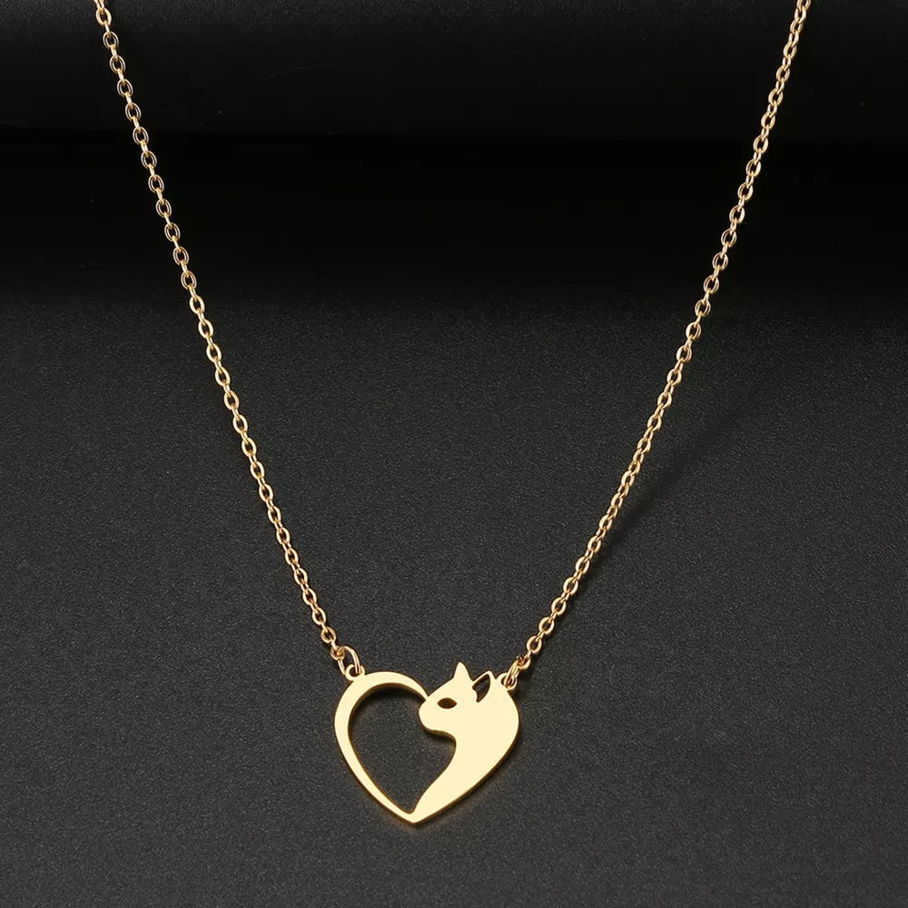 Collier coeur chat