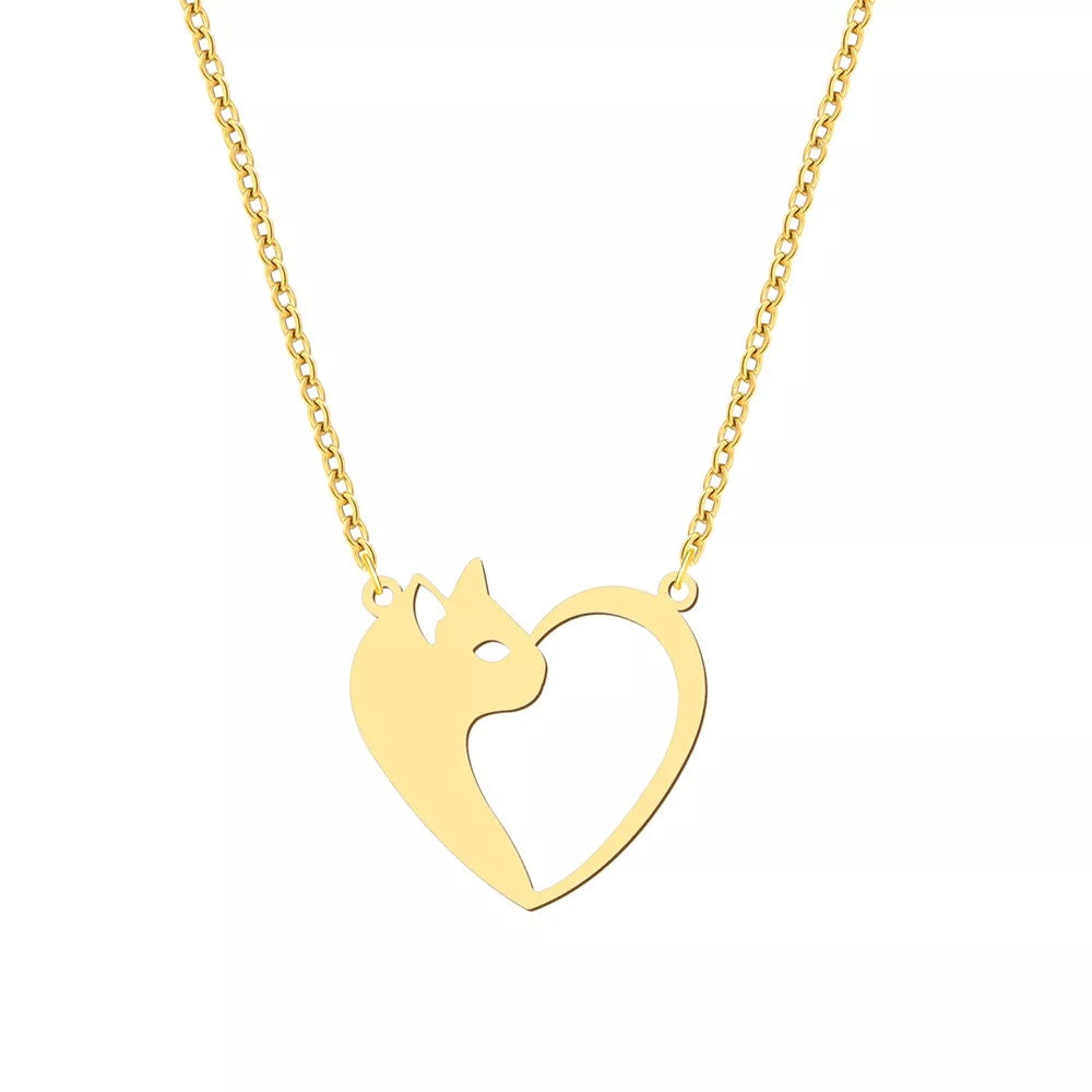 Collier coeur chat