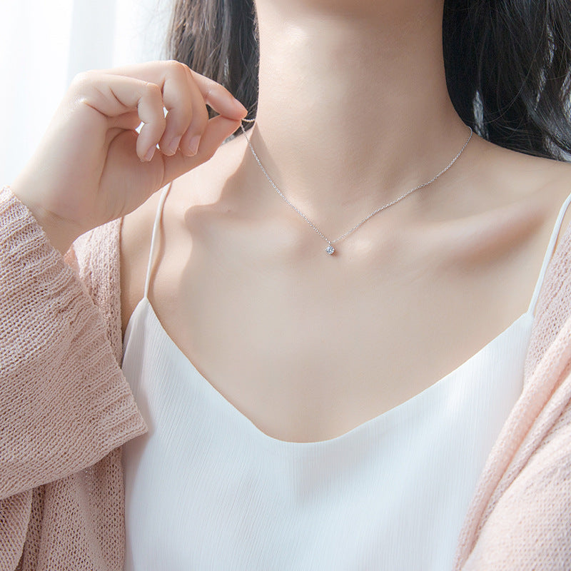 Collier épuré diamant ARGENT