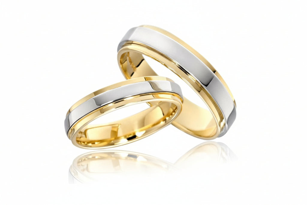 Bagues dorées argentées duo