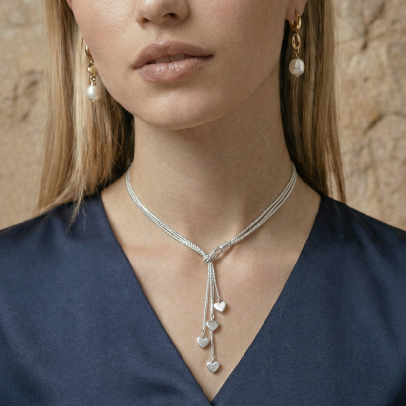 Collier et bracelet cœurs Hanna