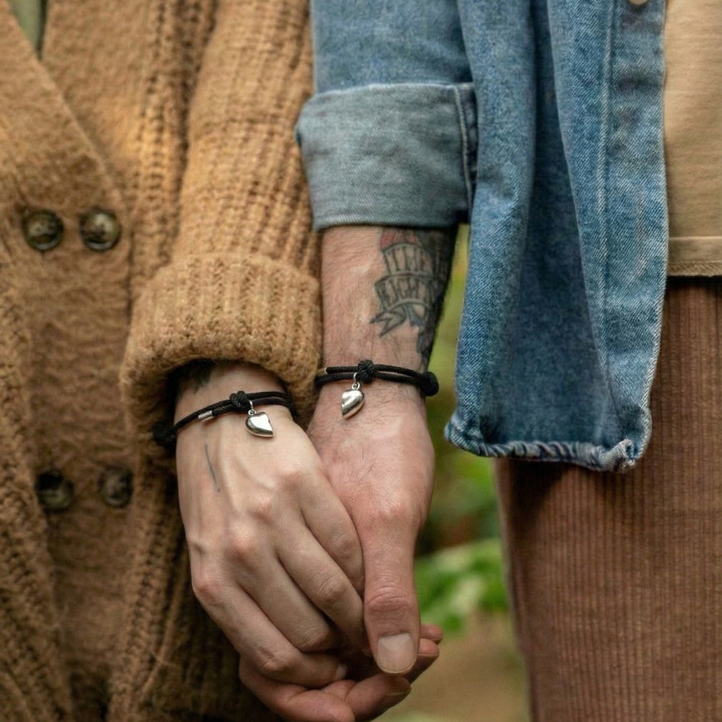 Bracelet corde cœur magnétique (2 pcs)