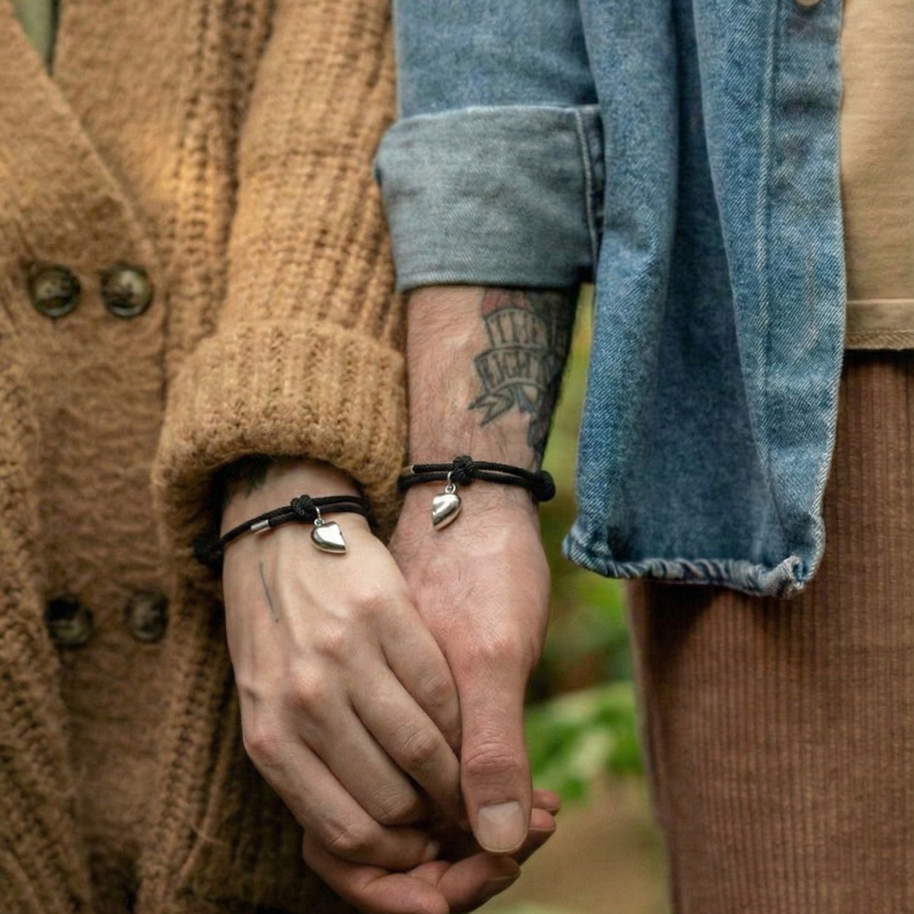 Bracelet corde cœur magnétique (2 pcs)